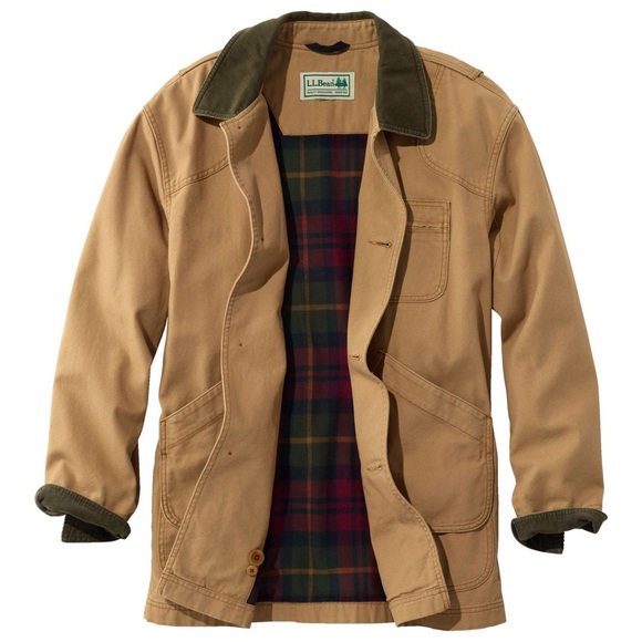 L. L. Bean Original Field Coat, men’s size large, saddle, brown corduroy collar. - Picture 3 of 12